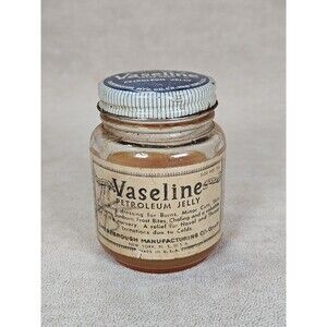 Vintage Blue Seal Vaseline Petroleum Jelly in Glass Jar 3.5 oz Size Display Only